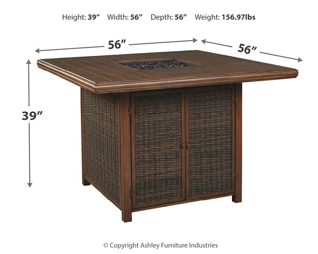 Paradise Trail Square Bar Table w/Fire Pit