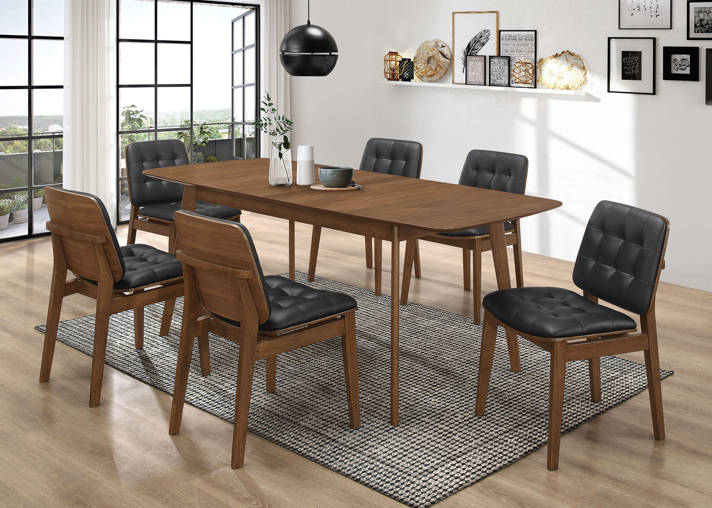 Redbridge Rectangular 7-piece Dining Set Natural Walnut