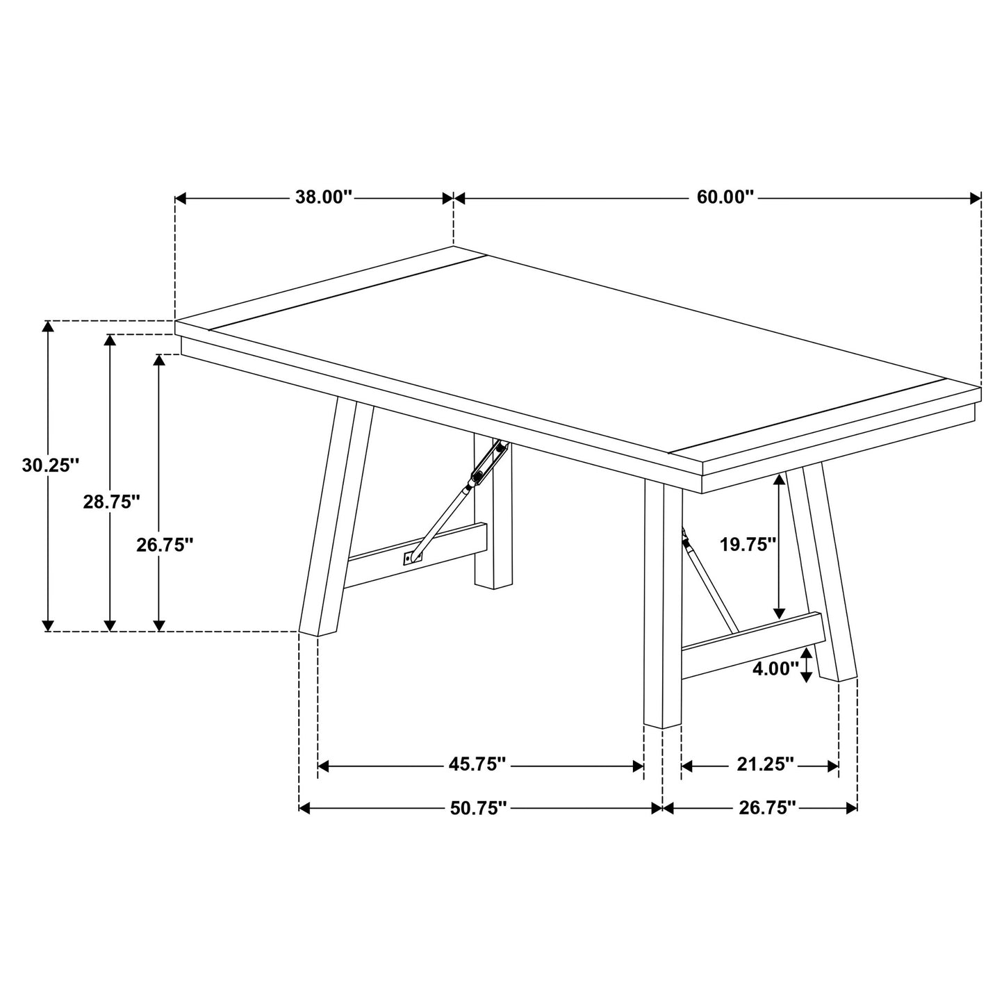 Newport 5-piece Rectangular Trestle Dining Table Set Black