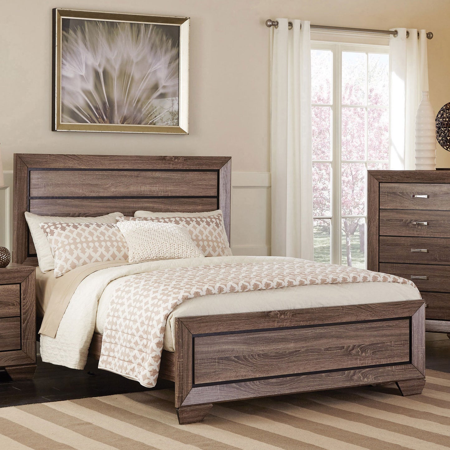 Kauffman Wood California King Panel Bed Washed Taupe