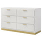 Caraway 6-drawer Dresser White