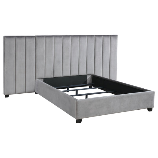 Arles Upholstered Queen Wall Panel Bed Grey
