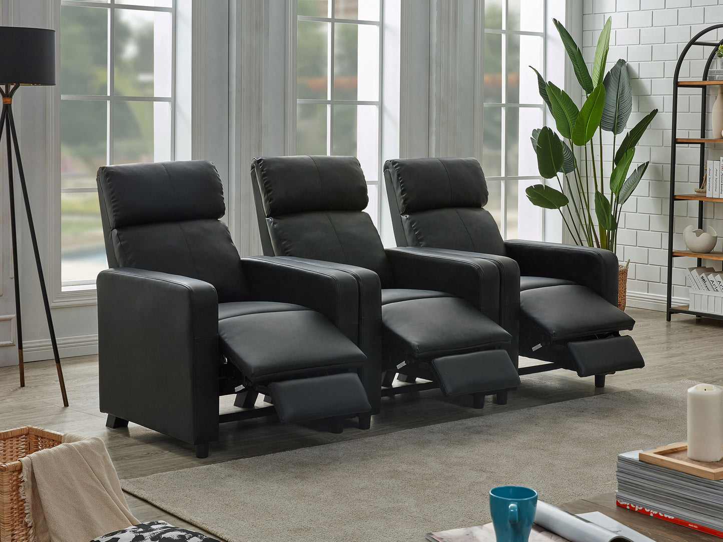 Toohey Upholstered Tufted Recliner Living Room Set Black