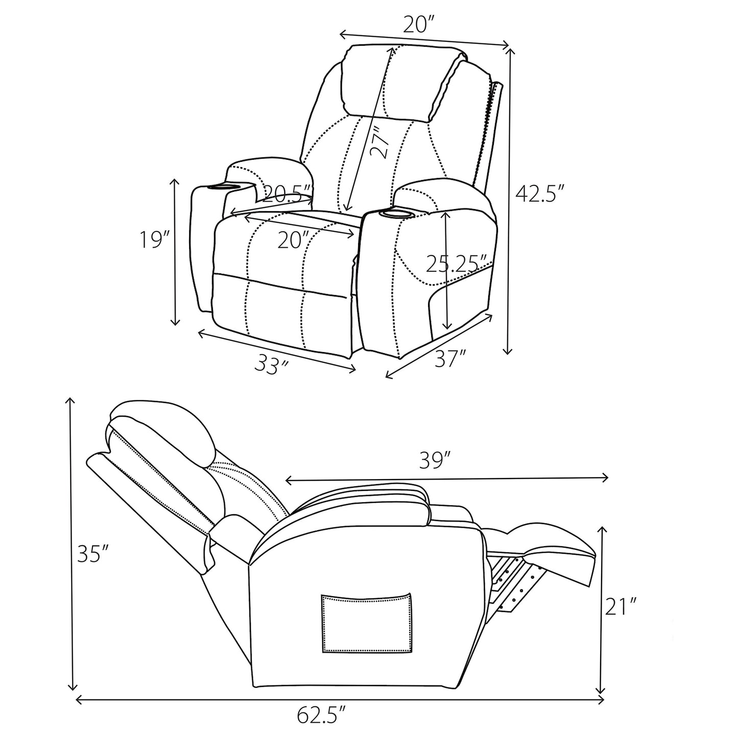 Sanger Upholstered Power Lift Massage Recliner Champagne