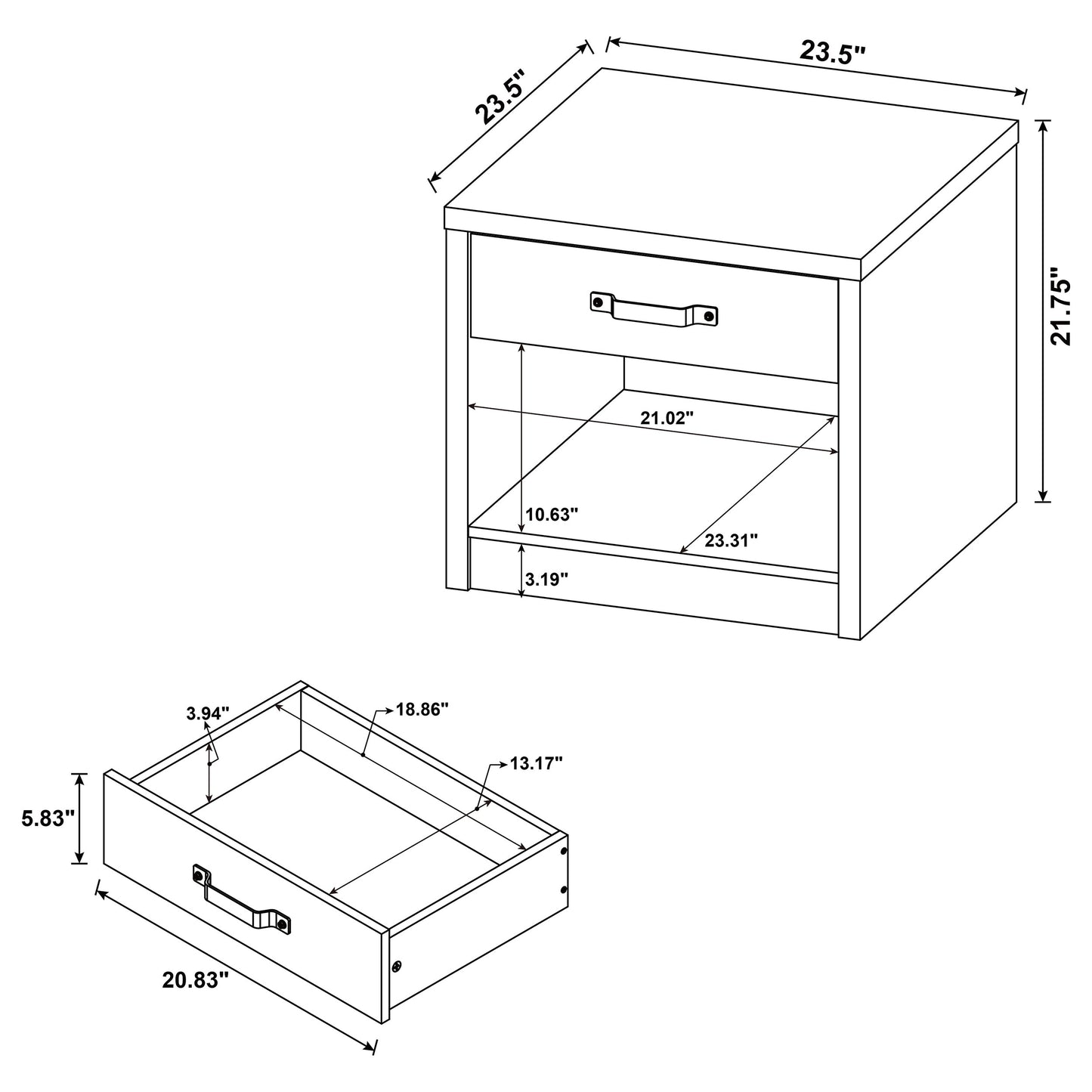 Felix 1-drawer Engineered Wood Side End Table Grey Driftwood