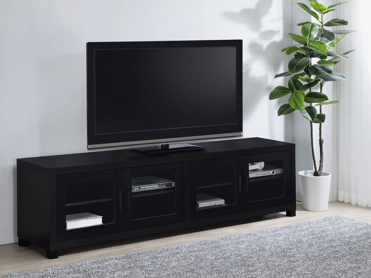 Jupiter 4-door Engineered Wood 79-inch TV Stand Black