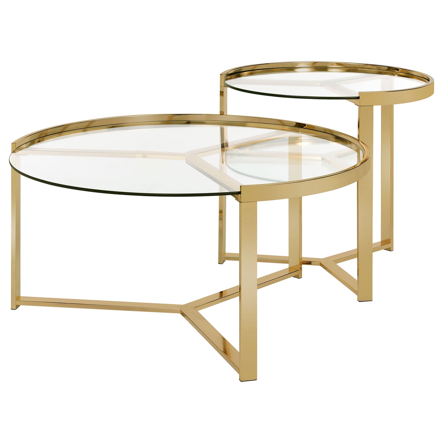 Delia 2-Piece Round Glass Top Nesting Coffee Table Gold