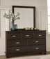 Covetown California King Panel Bed with Mirrored Dresser, Chest and 2 Nightstands