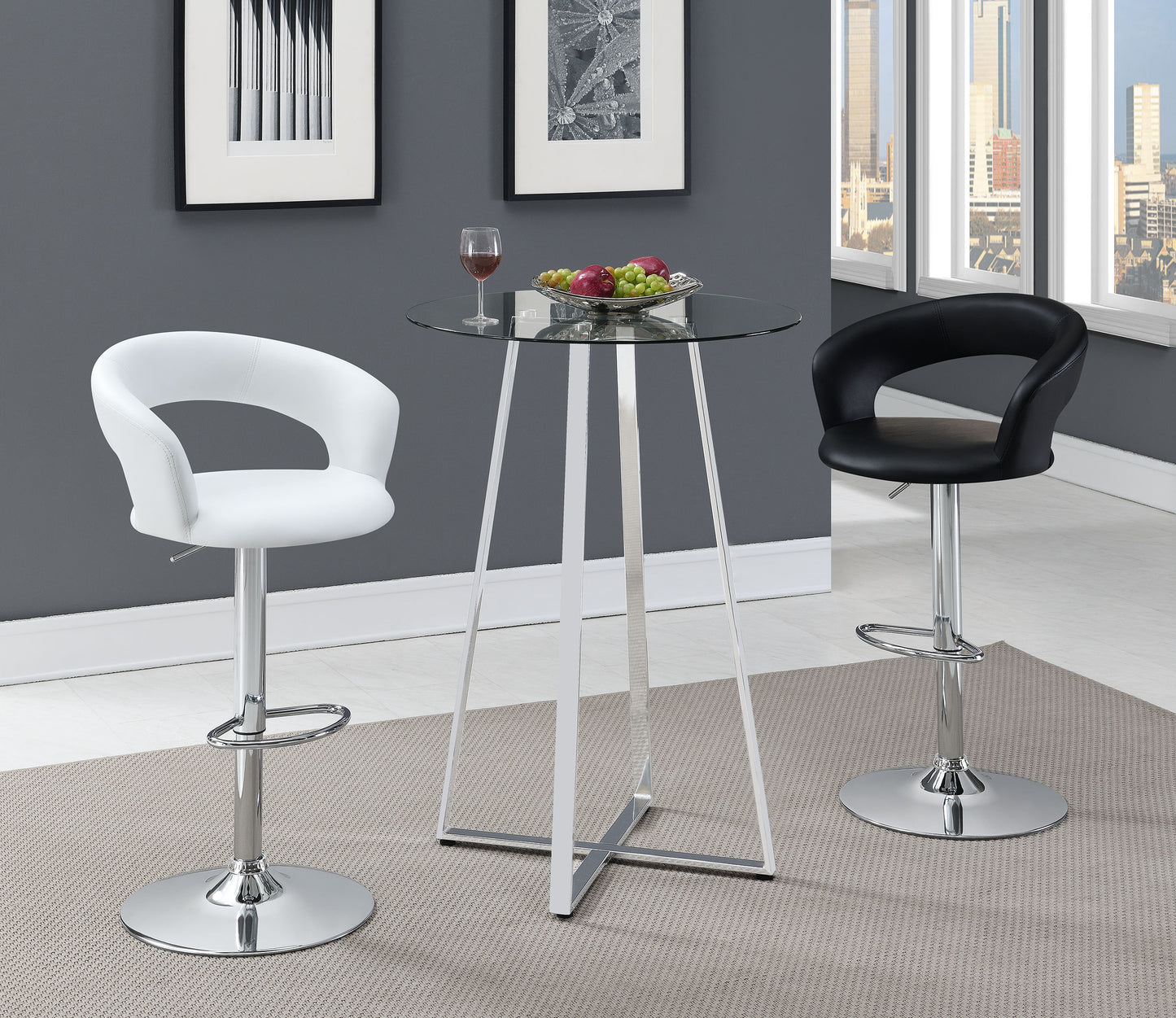 Barraza 29" Adjustable Height Bar Stool Black and Chrome