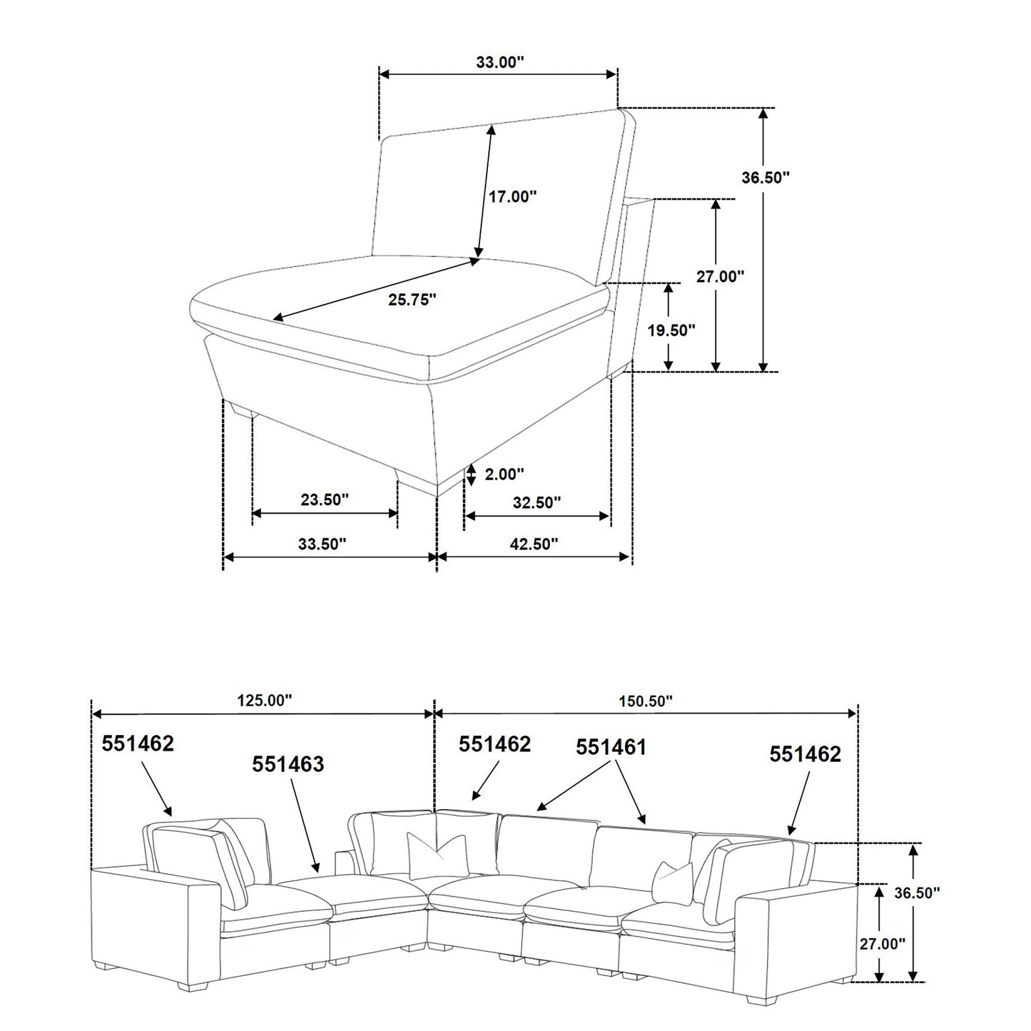 Lakeview 5-piece Upholstered Modular Sectional Sofa Ivory