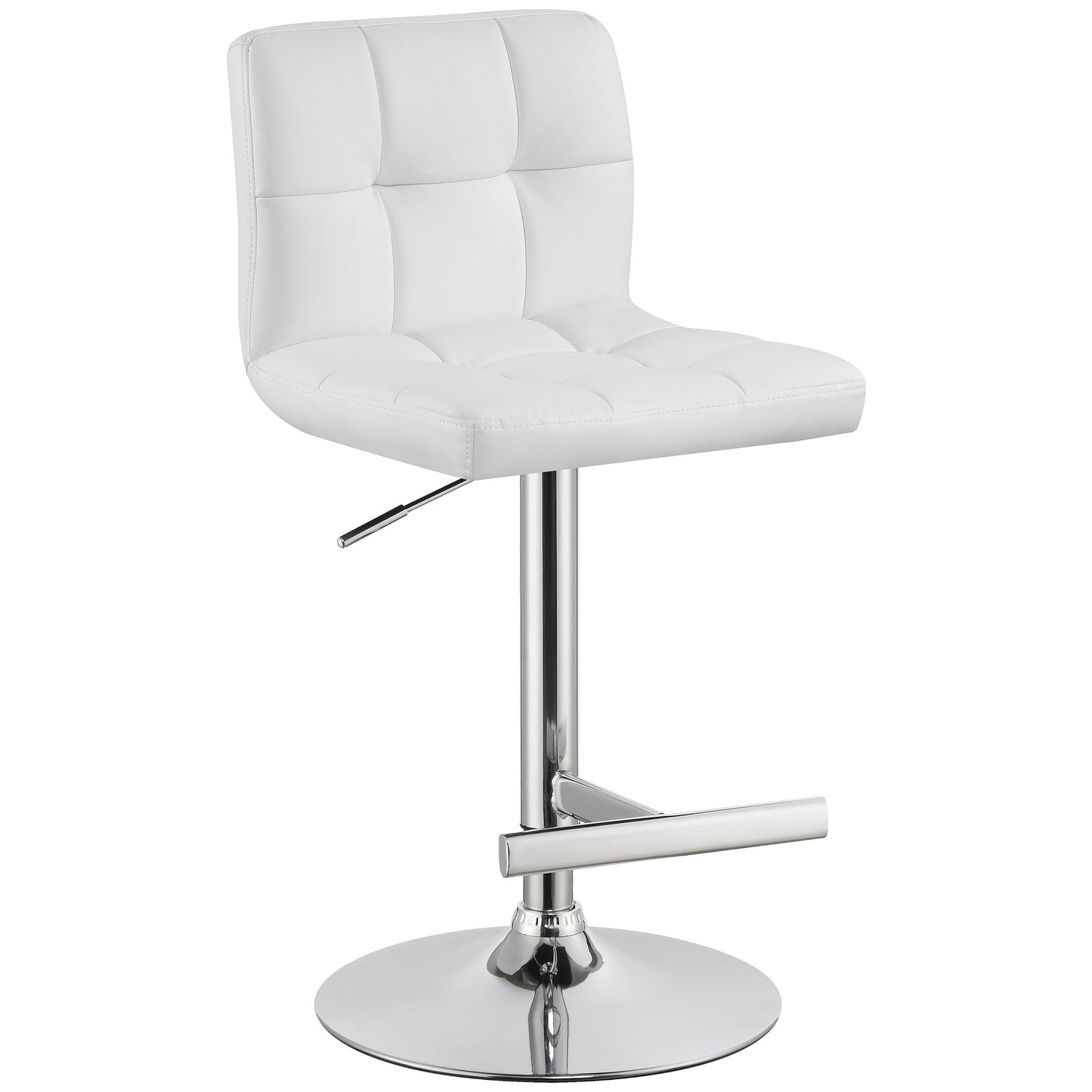 Lenny Upholstered Adjustable Bar Stool White (Set of 2)