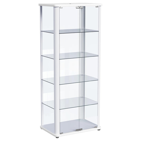 Aero 5-shelf Display Curio Cabinet with LED Lighting White