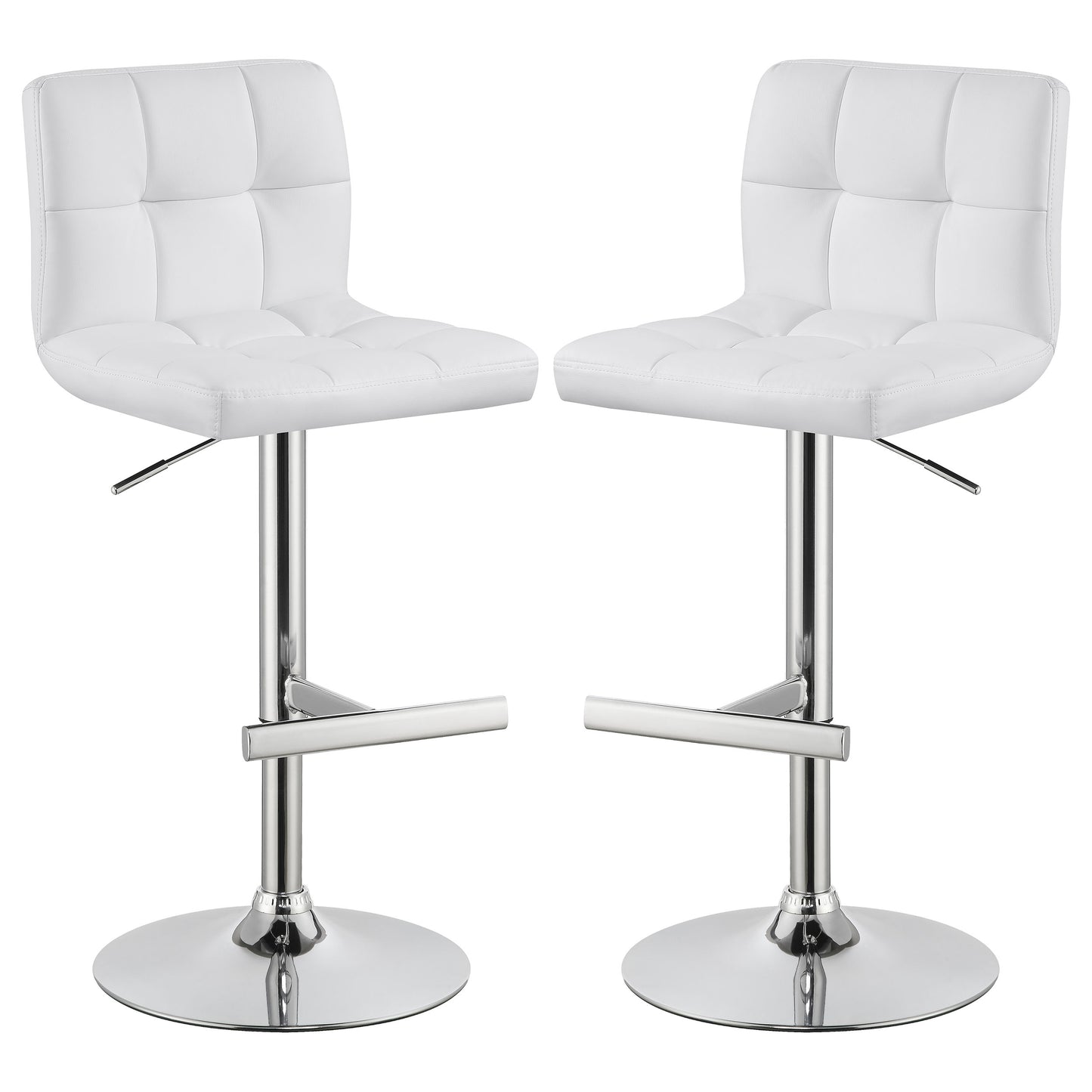 Lenny Upholstered Adjustable Bar Stool White (Set of 2)