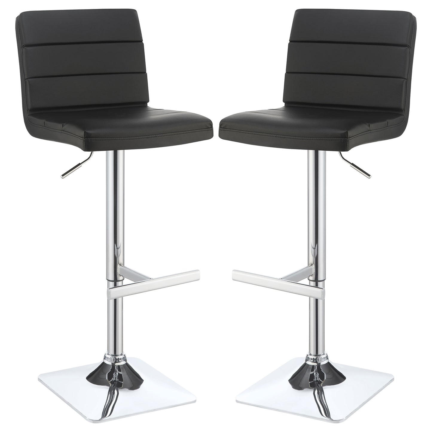 Bianca Upholstered Adjustable Bar Stool Black (Set of 2)