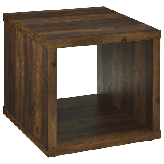 Frisco Square Engineered Wood Side End Table Dark Pine