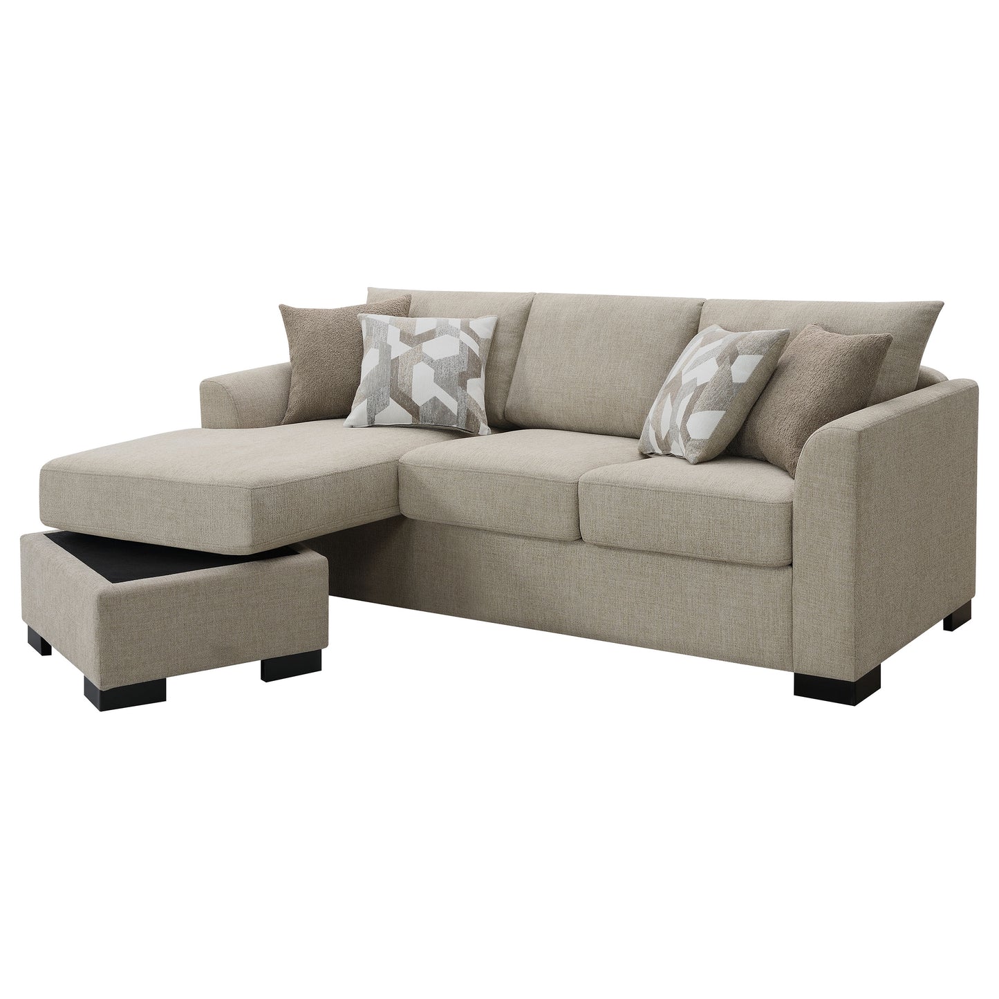 Storey Upholstered Sleeper Sectional Chaise Sofa Camel