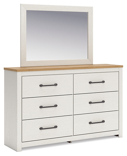 Linnocreek Twin Panel Headboard with Mirrored Dresser and 2 Nightstands