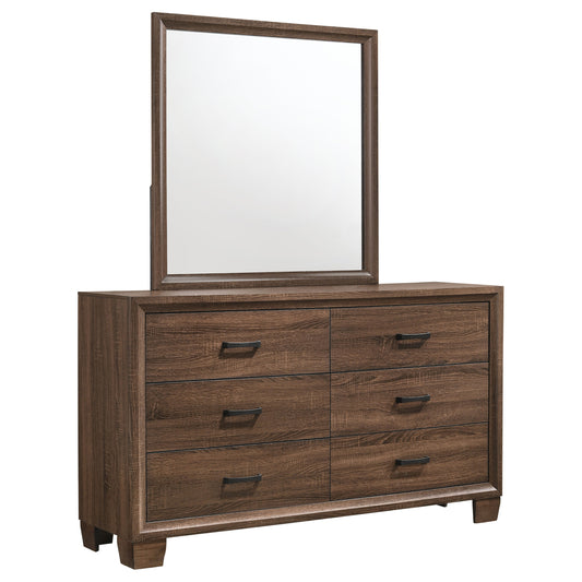 Brandon 6-drawer Dresser with Mirror Warm Brown