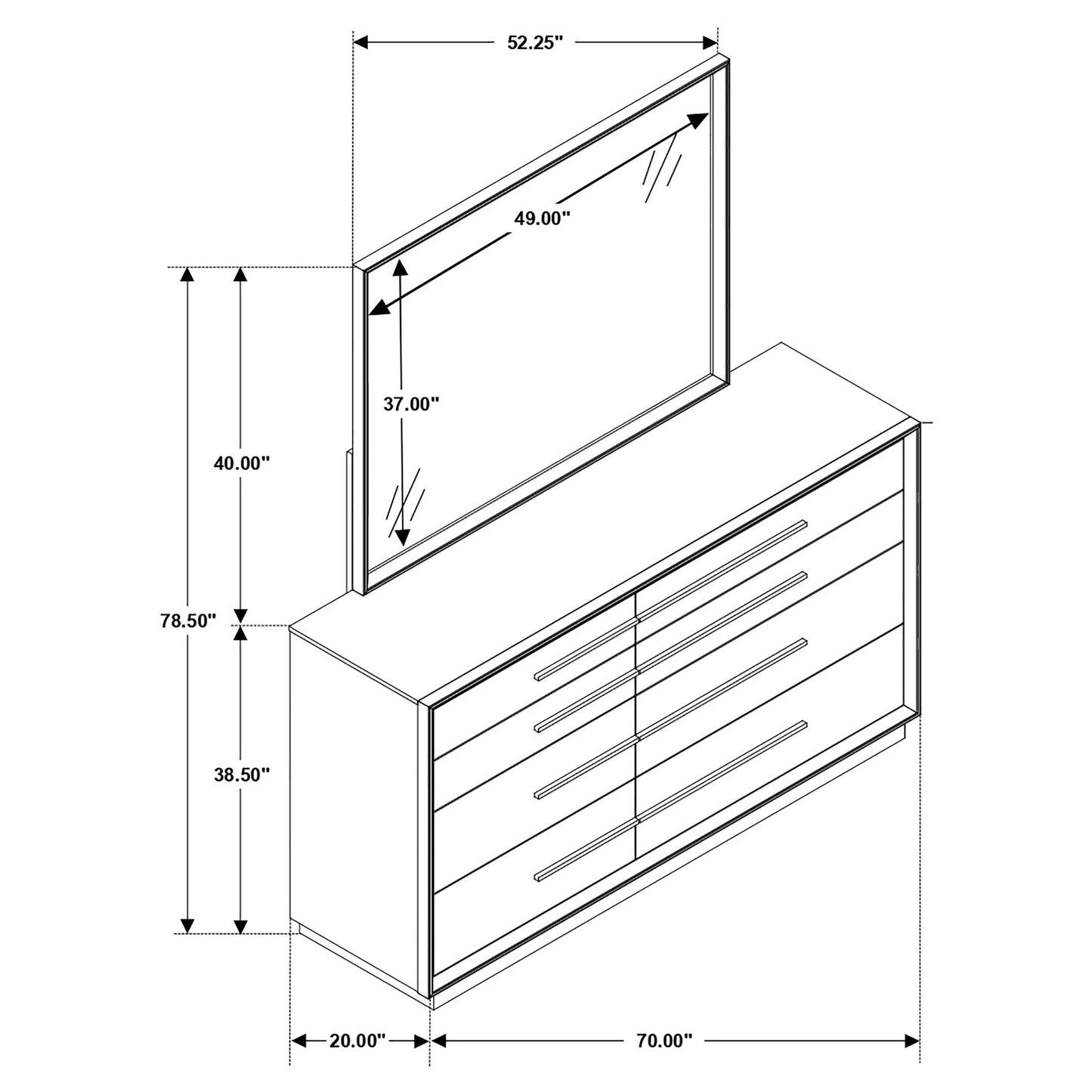 Durango 8-drawer Dresser with Mirror Smoked Peppercorn