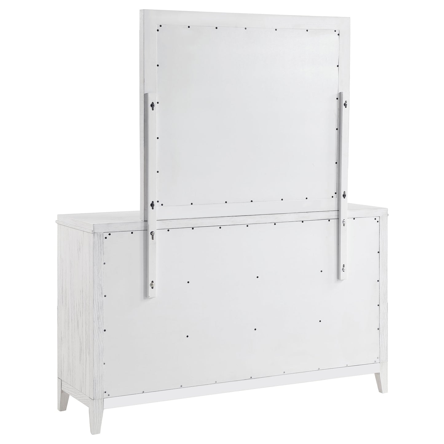 Marielle 6-drawer Dresser with Mirror Distressed White