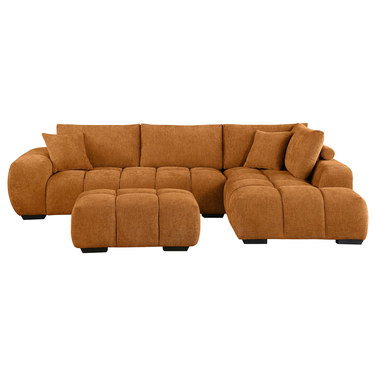 Camacho Upholstered Sectional Sofa with Ottoman Set Orange