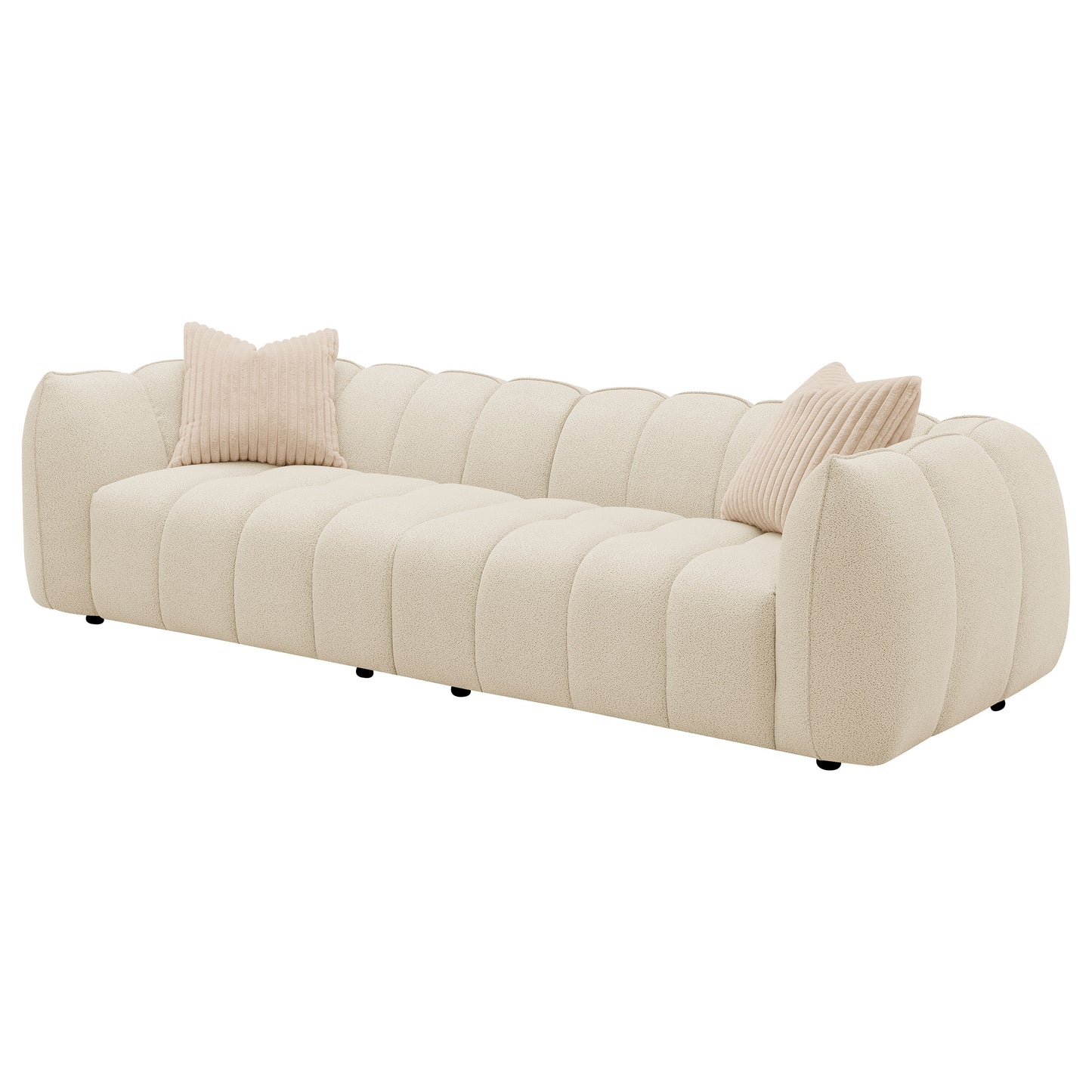 Winchester Boucle Upholstered Extra Long Sofa Sand Pebble