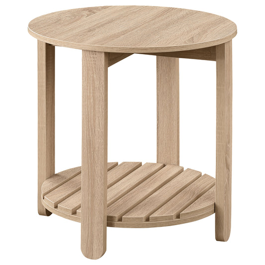 Fowler 1-shelf Round Engineered Wood Side End Table Natural