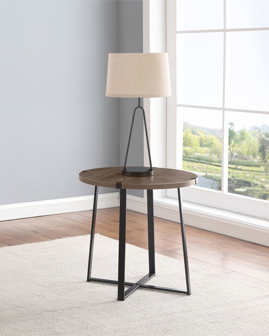Marcus Round Engineered Wood Side End Table Grey
