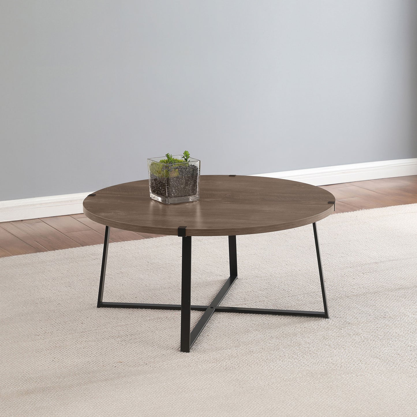 Marcus Round Engineered Wood Coffee Table Light Brown