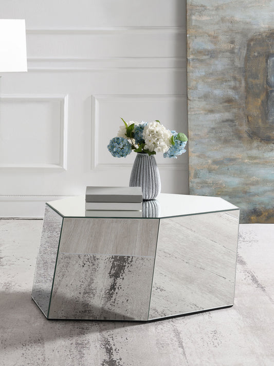 Capella Mirrored Abstract Geometric Coffee Table Silver