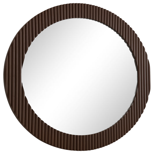 Dexter 40 x 40 Inch Round Reeding Frame Wall Mirror Brown