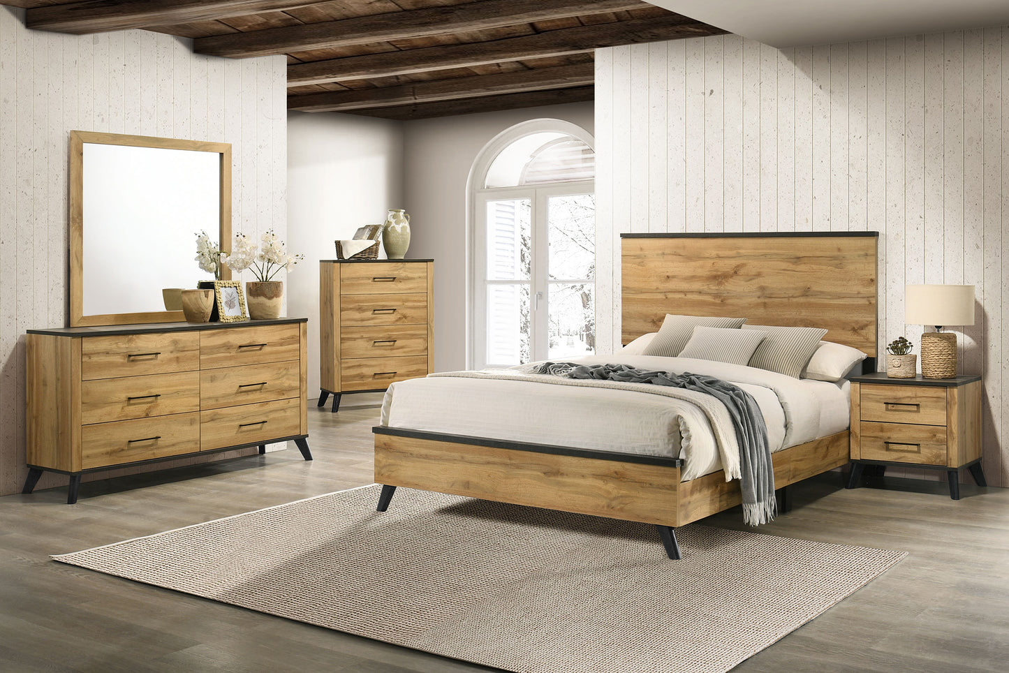 Kaywood 6-drawer Dresser and Mirror Natural Pine