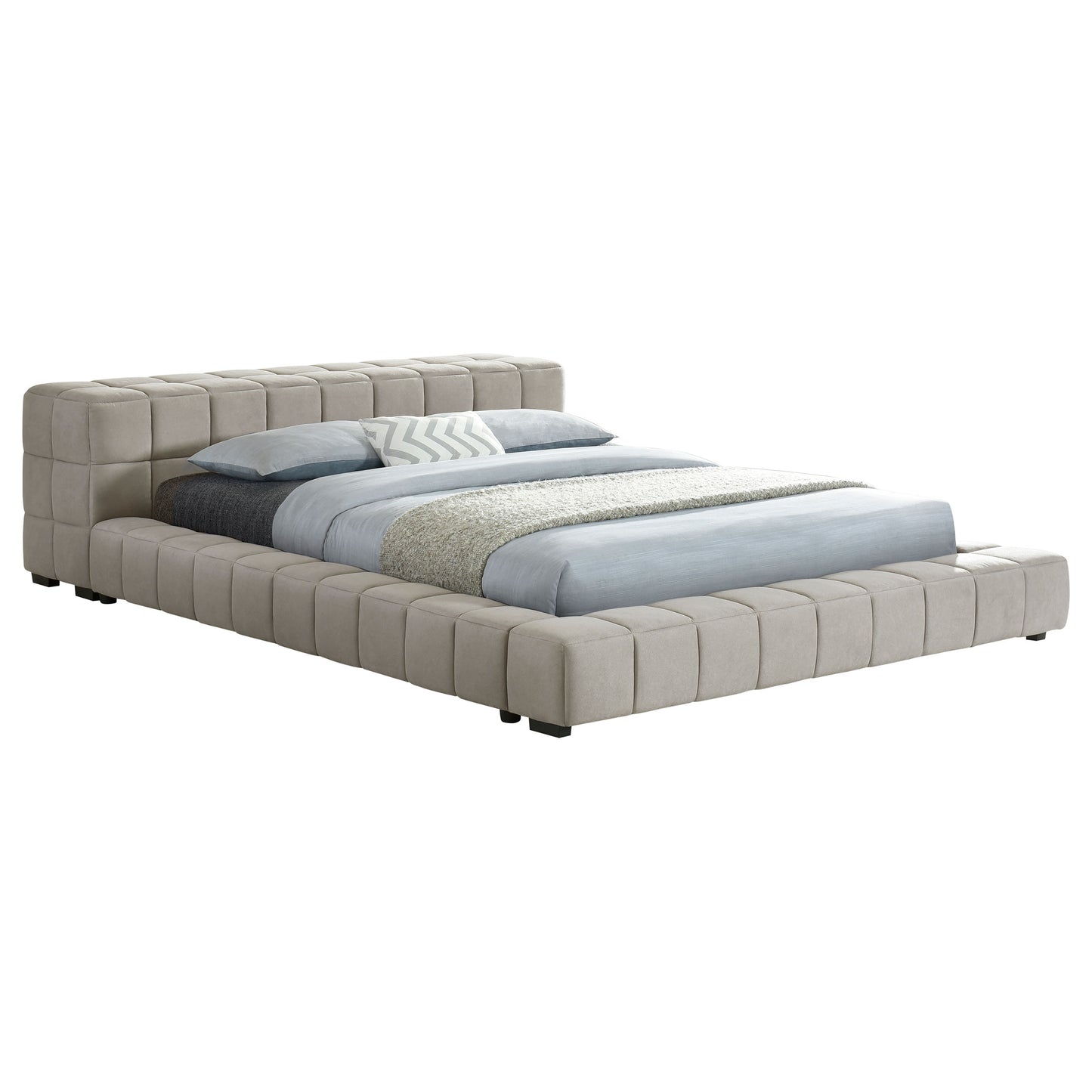 Trinity Upholstered Full Platform Bed Light Taupe