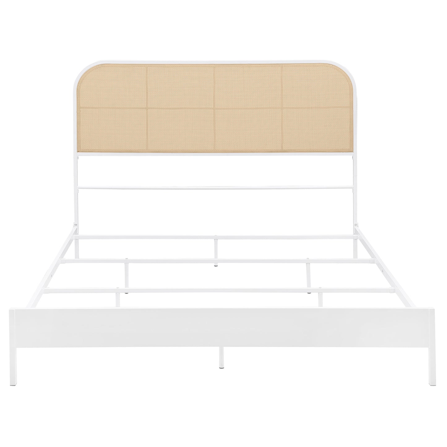 Amherst Radio Weave Rattan Metal Queen Bed White