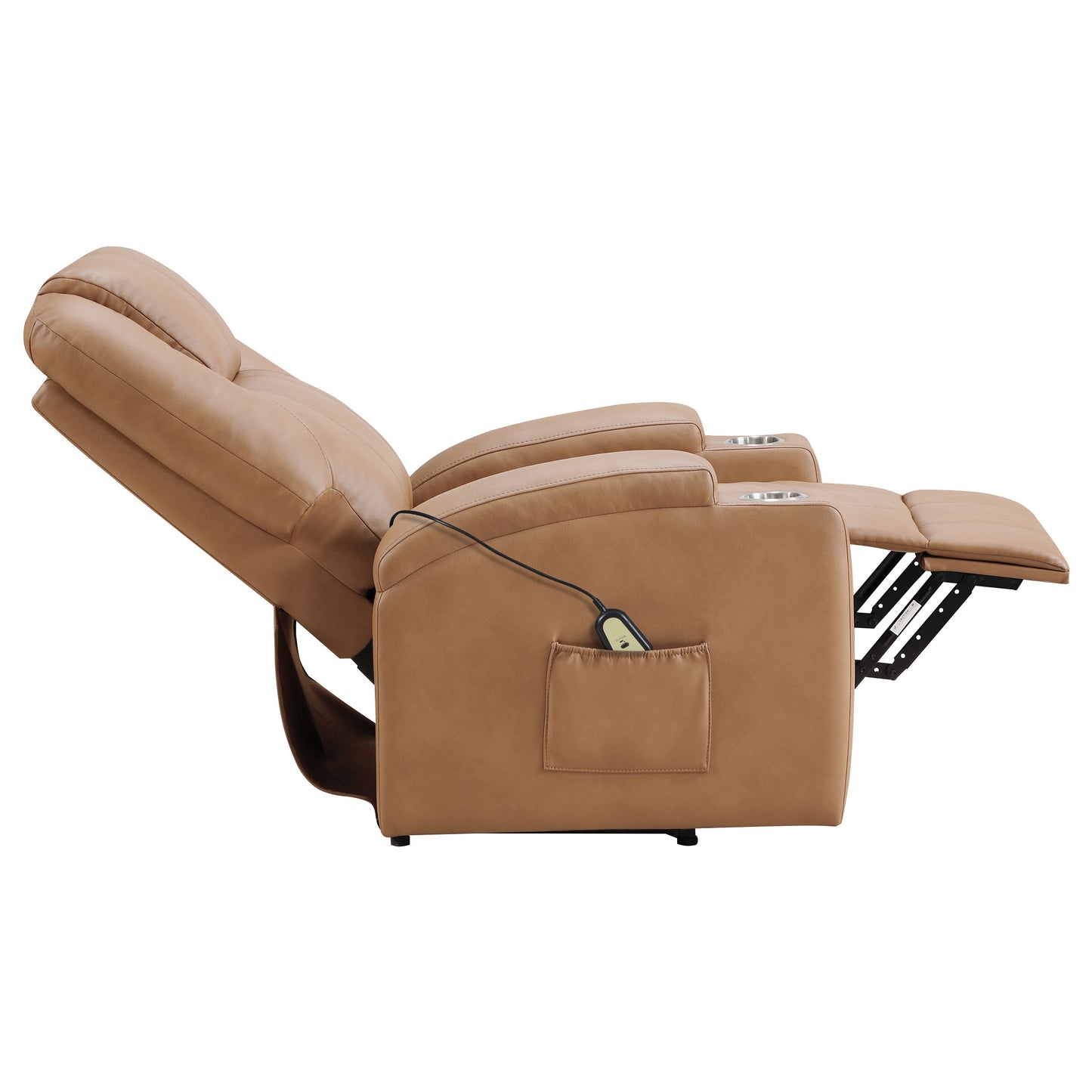 Armstrong Upholstered Power Lift Massage Recliner Camel