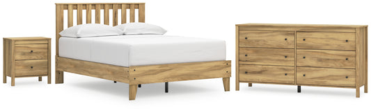 Bermacy Full Platform Panel Bed with Dresser and Nightstand