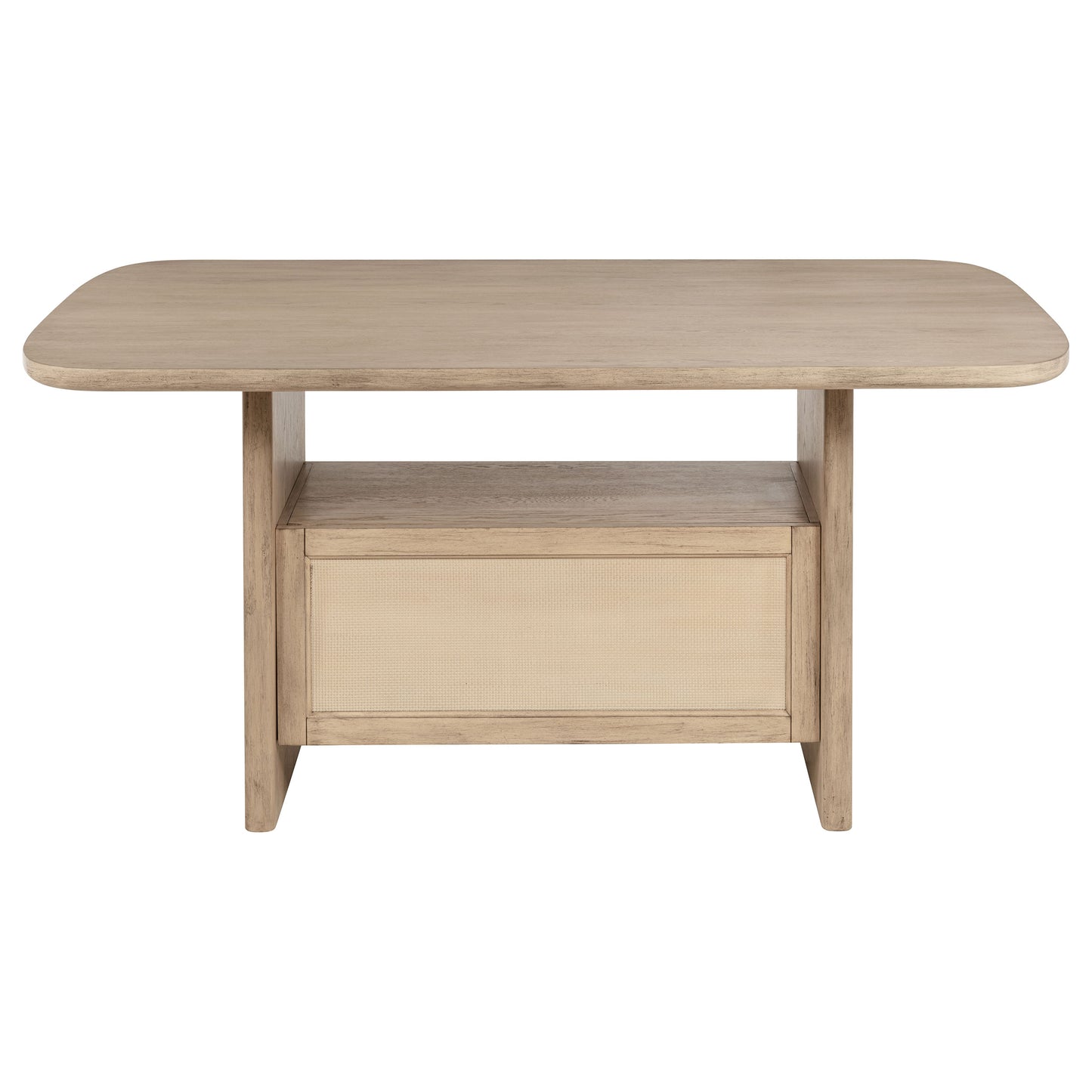 Kailani Cane Counter Height Storage Dining Table Beige Oak