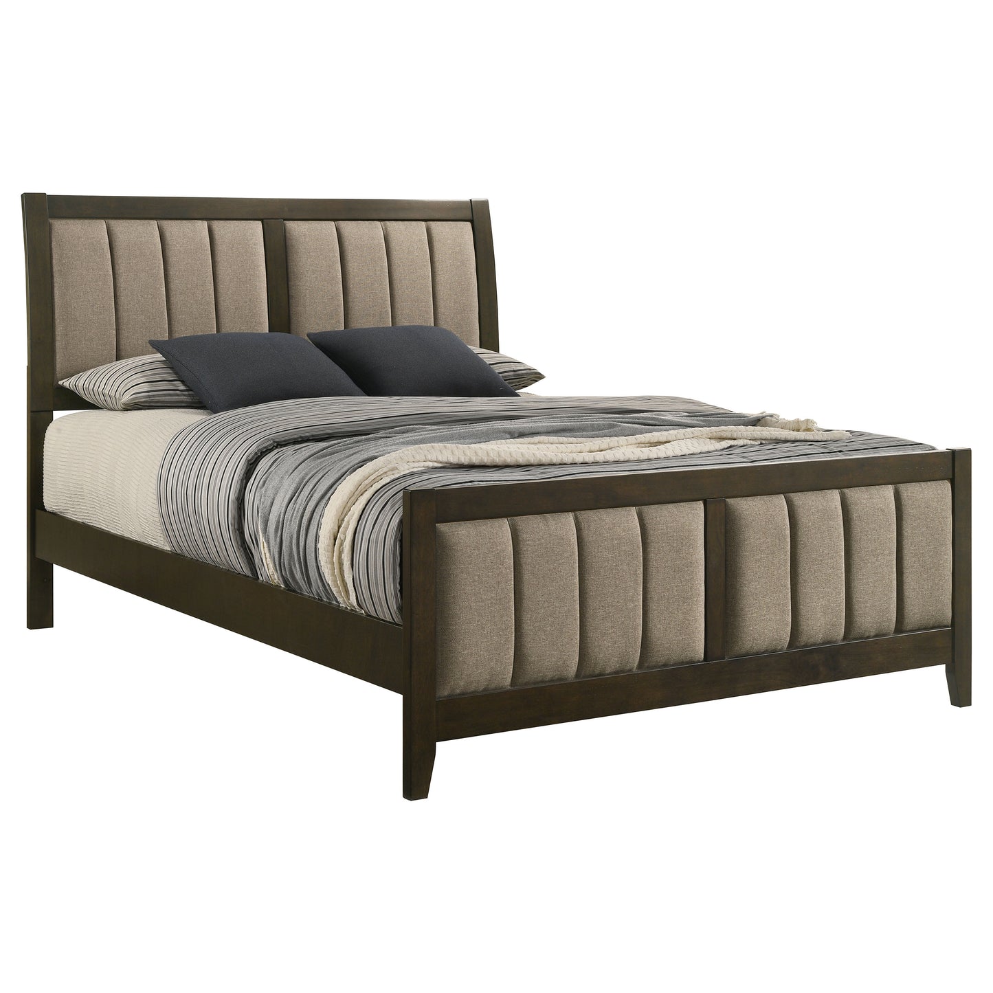 Wilkes 51-inch Upholstered Queen Bed Dark Cocoa