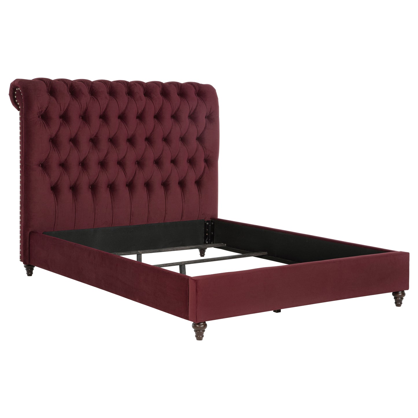 Devon 57-inch Upholstered Queen Panel Bed Wine Red