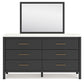 Cadmori Queen Upholstered Bed with Mirrored Dresser, Chest and Nightstand