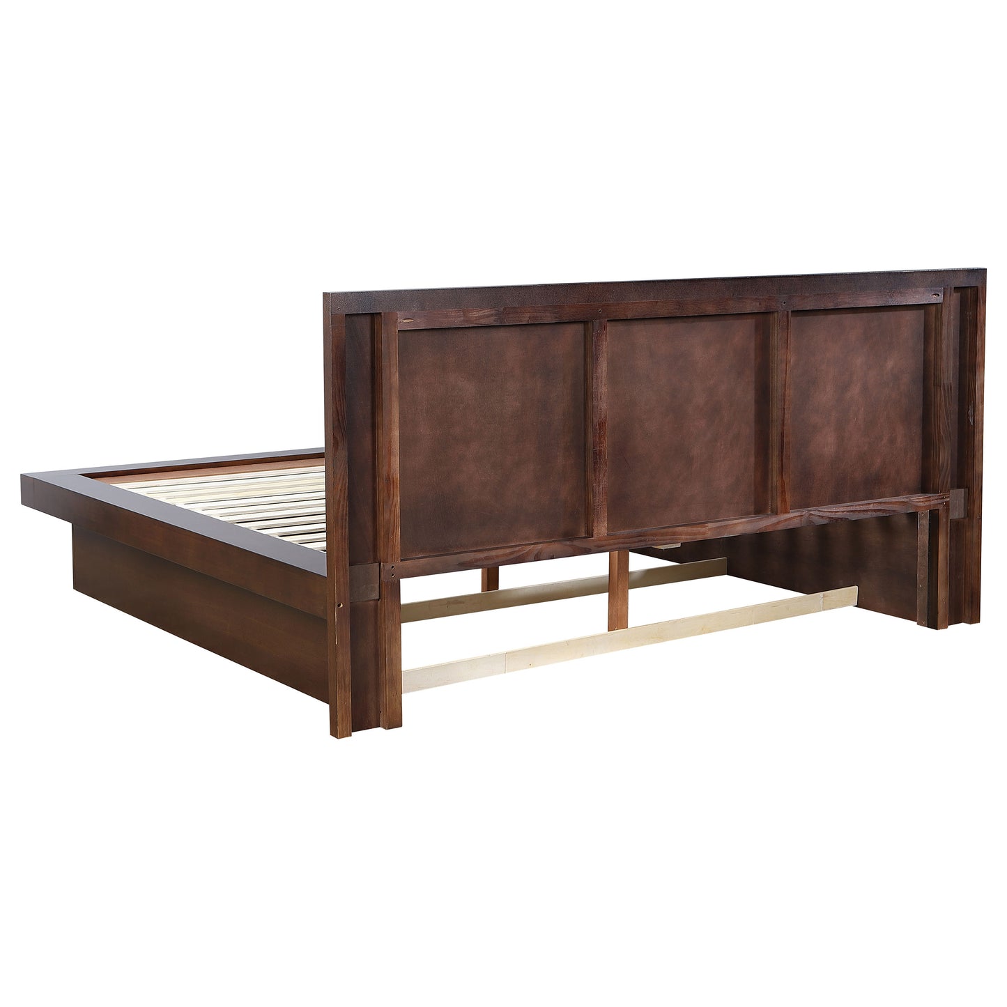 Jessica Wood Eastern King LED Panel Bed Cappuccino