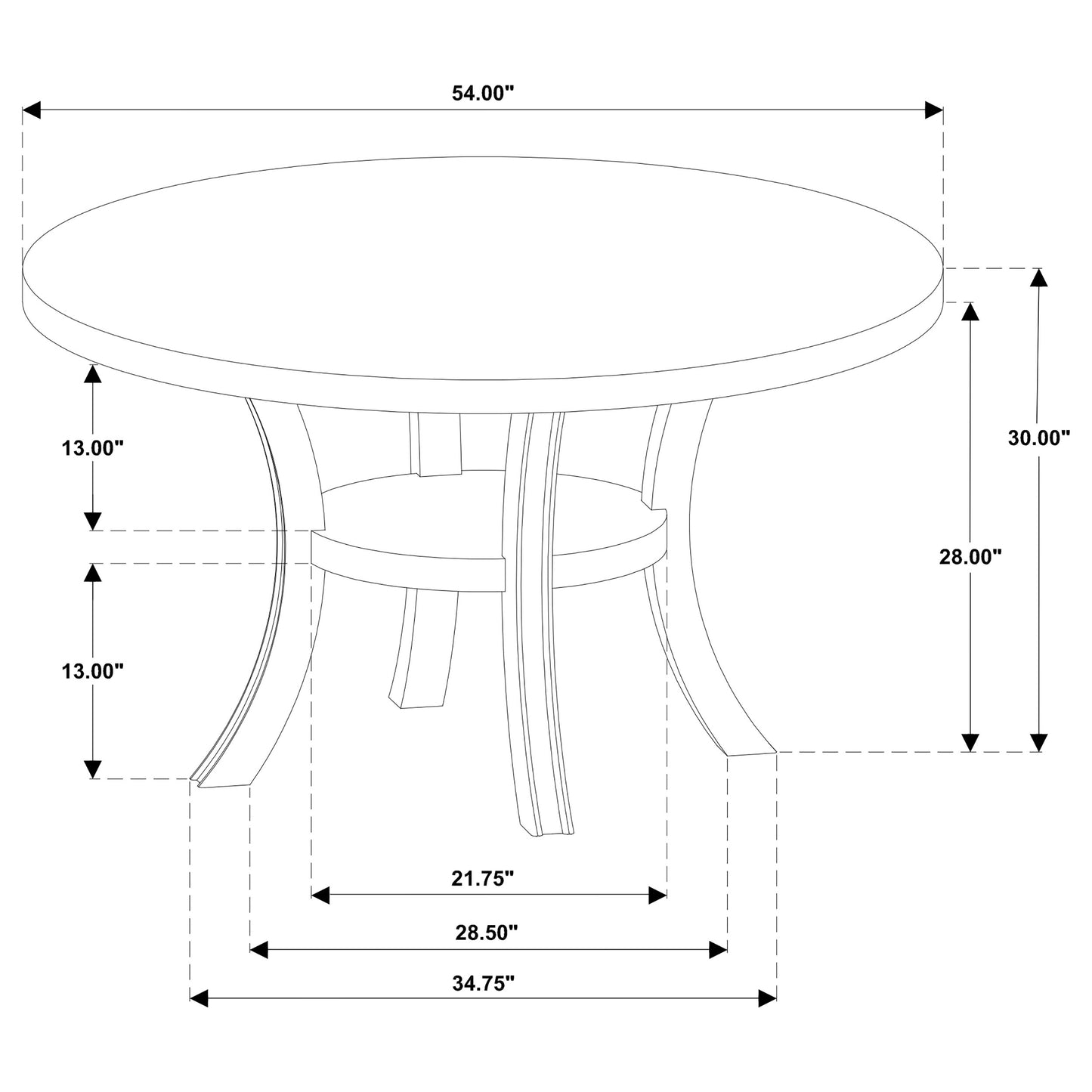 Judd 54-inch Round Dining Wood Table with Shelf Pearl White