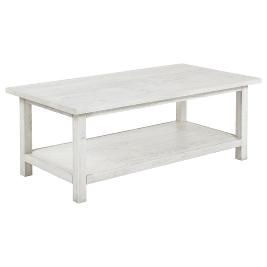 Payne Wood Coffee Table with Shelf White