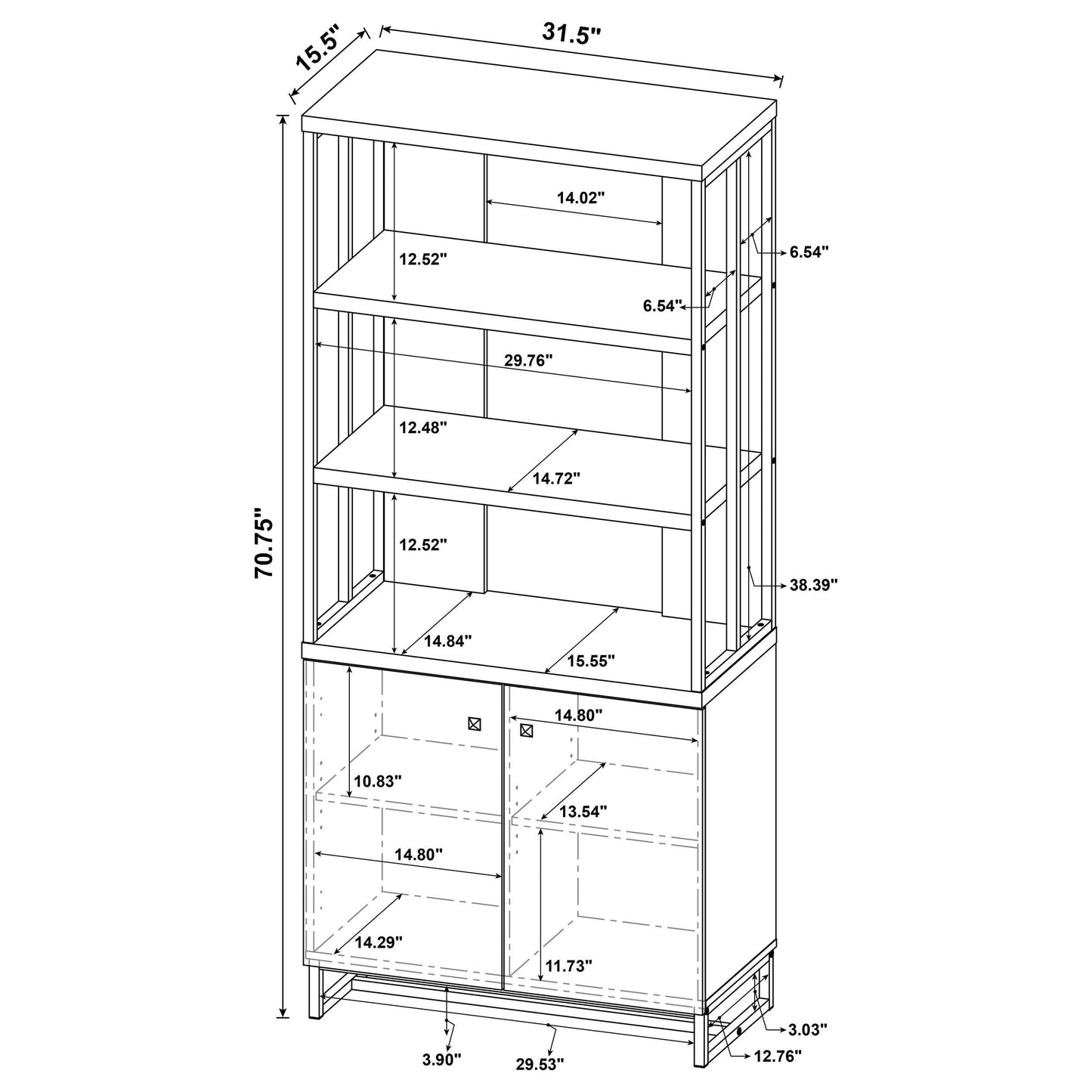 Millbrook 71-inch 2-door Storage Bookshelf Rustic Oak