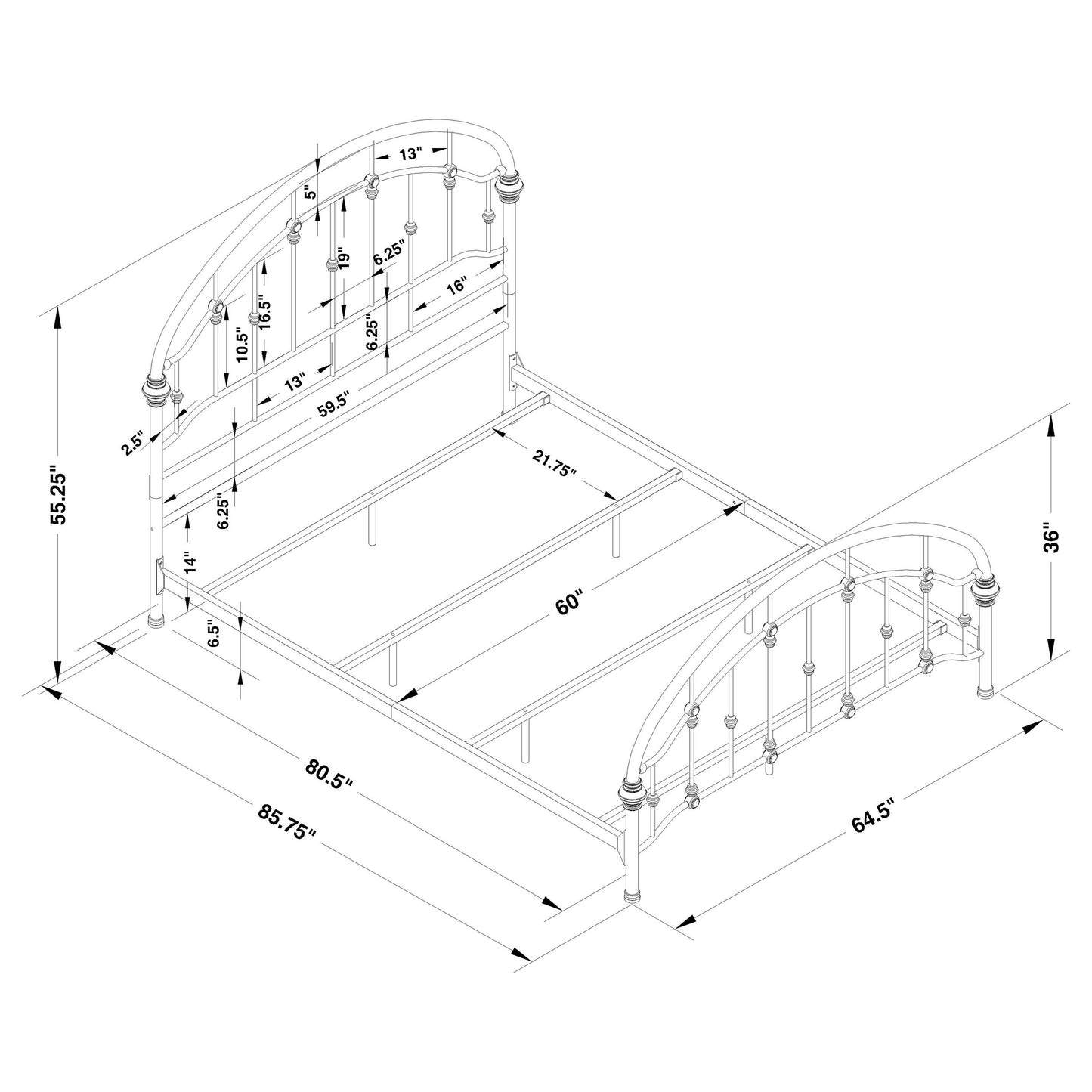 Rowan Metal Queen Open Frame Bed Dark Bronze