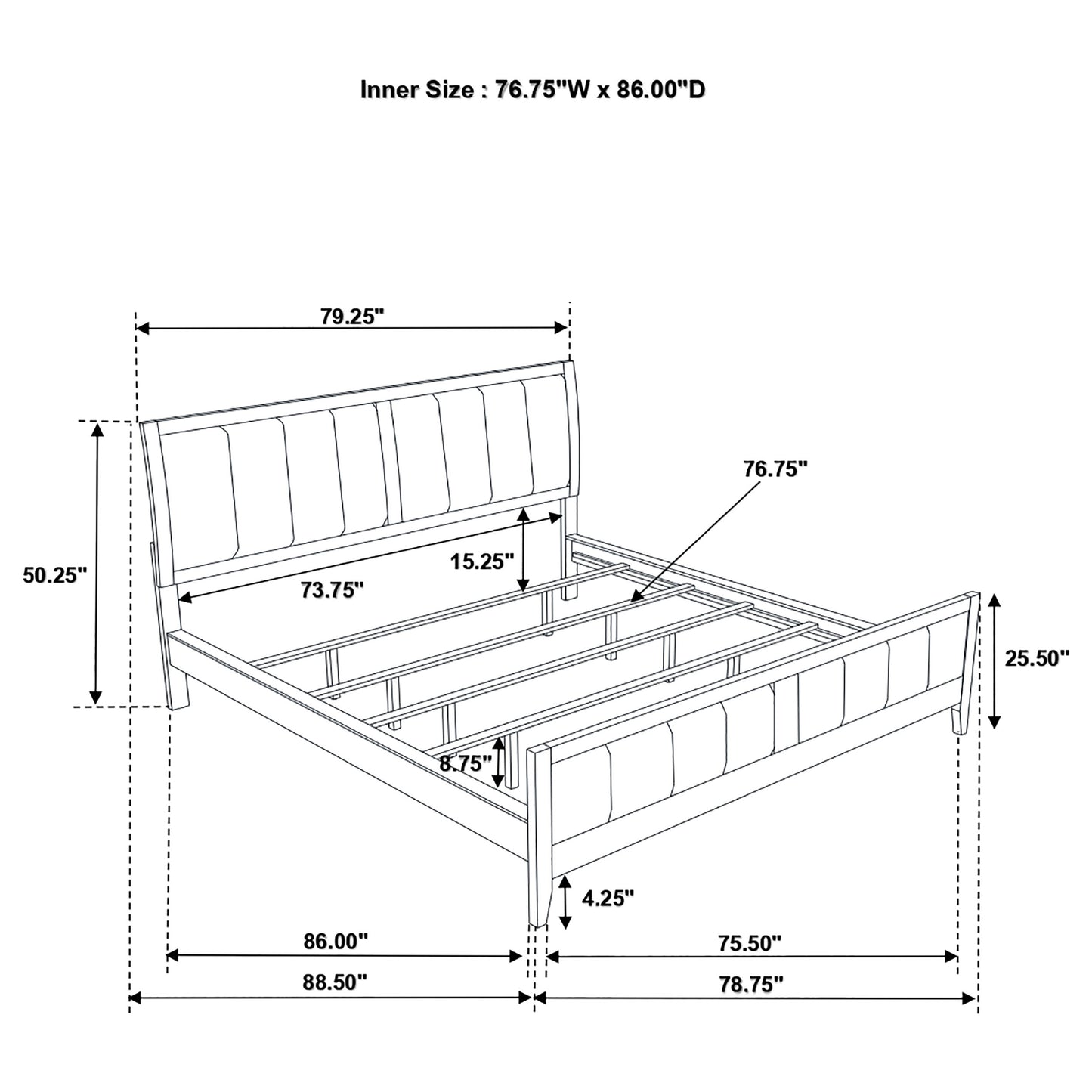 Wilkes 51-inch Upholstered California King Bed Dark Cocoa