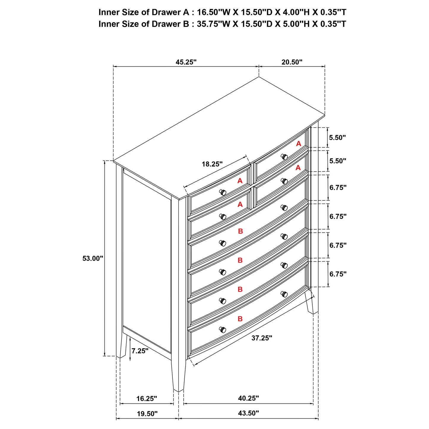 Bexhill 8-drawer Chest of Drawers White