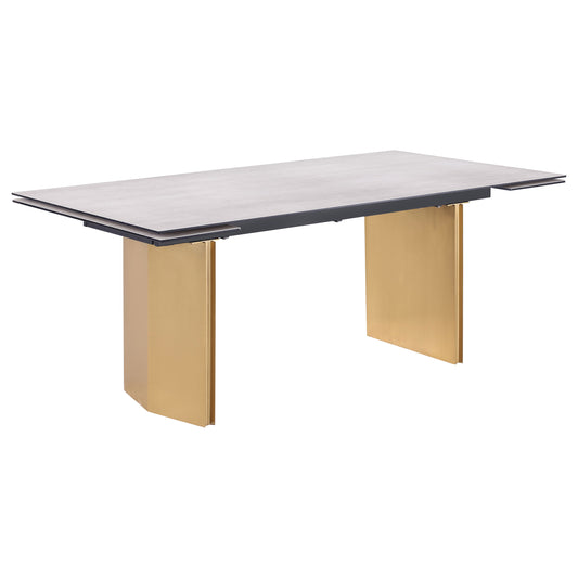 Vesa 97-inch Glass Top Extension Dining Table Beige