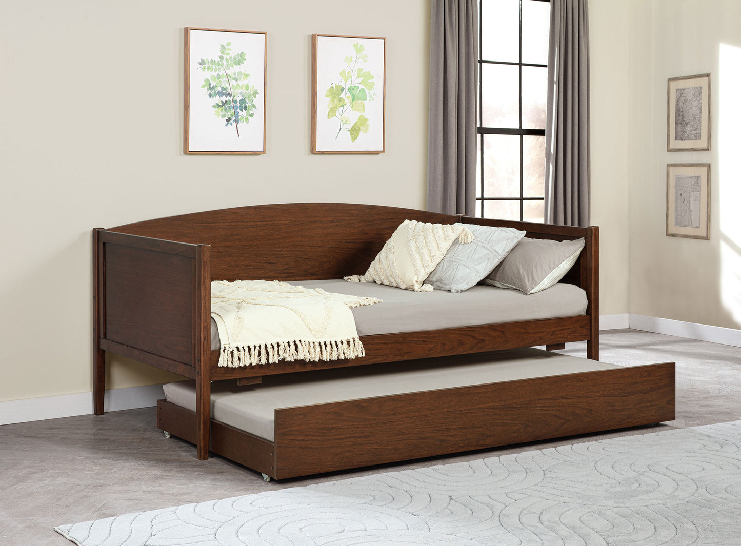 Bozeman Wood Twin Daybed With Trundle Medium Walnut