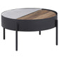 Ozella Round Coffee Table with Hidden Storage Sandy Black